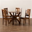 Baxton Studio Karla Transitional Walnut Brown Finished Wood 5-Piece Dining Set