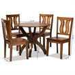 Baxton Studio Karla Transitional Walnut Brown Finished Wood 5-Piece Dining Set