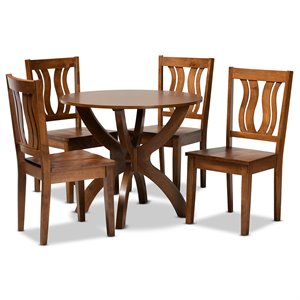 Baxton Studio Karla Transitional Walnut Brown Finished Wood 5-Piece Dining Set