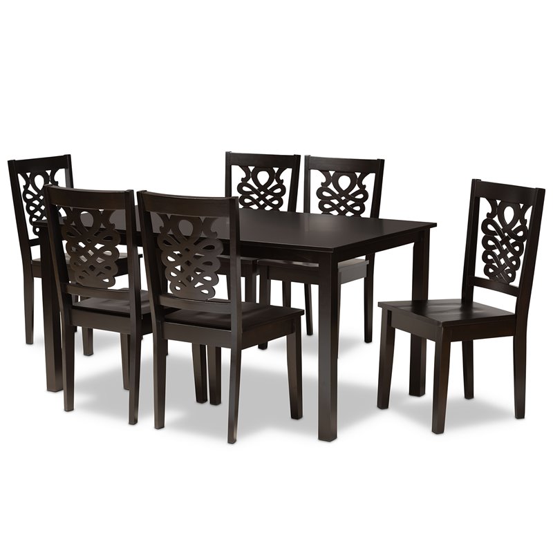 Baxton Studio Luisa Transitional Dark Brown Finished Wood 7-Piece Dining Set