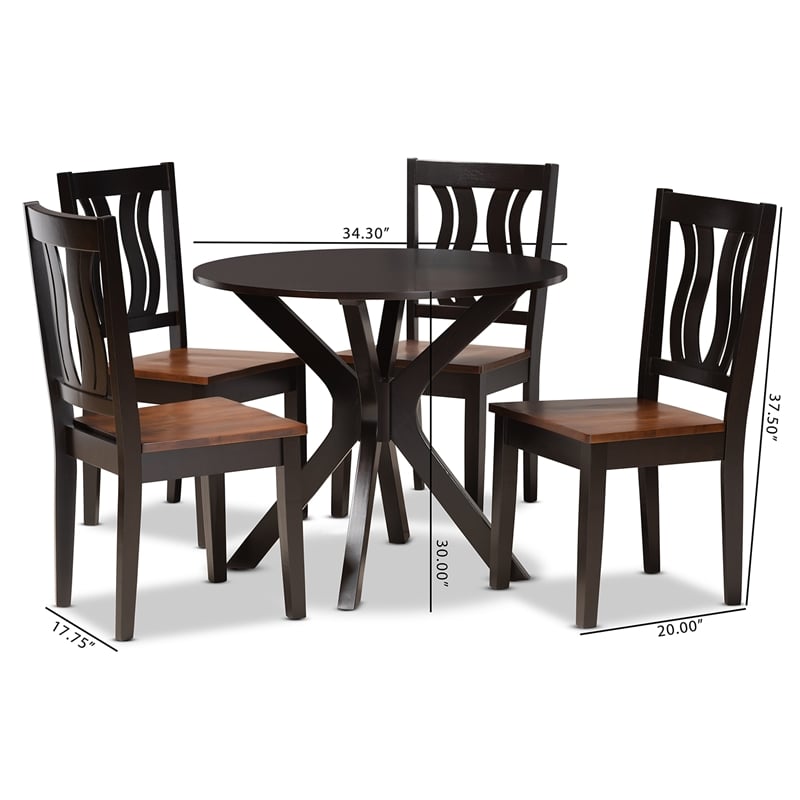 Baxton Studio Mare Brown and Walnut Brown Finished Wood 5-Piece Dining Set