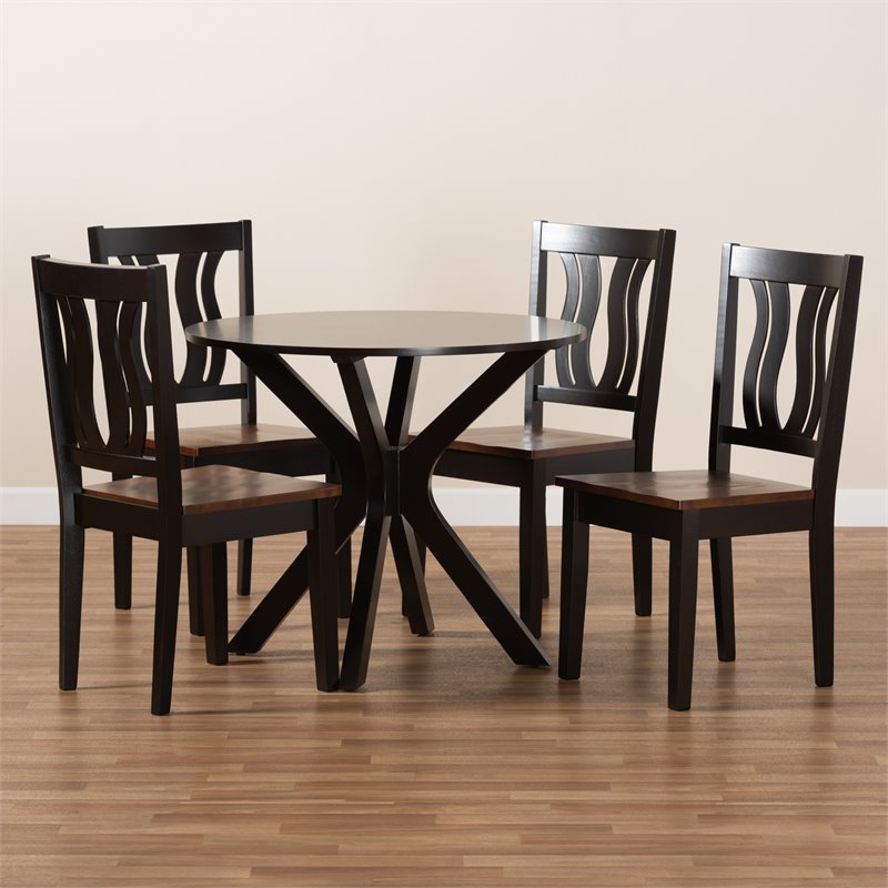 Baxton Studio Mare Brown and Walnut Brown Finished Wood 5-Piece Dining Set