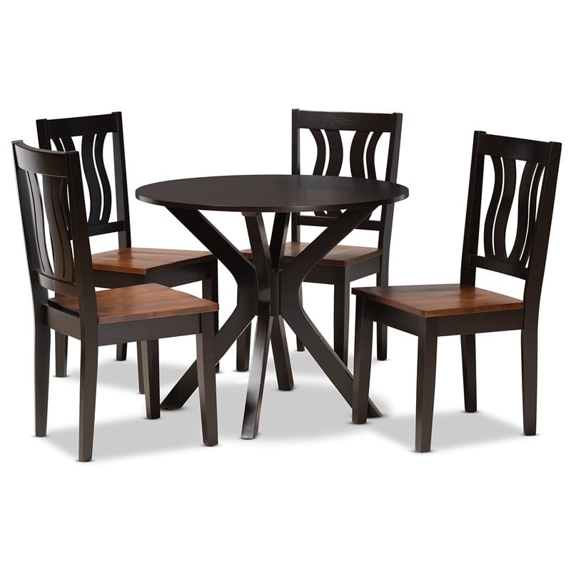 Baxton Studio Mare Brown and Walnut Brown Finished Wood 5-Piece Dining Set