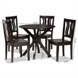 Baxton Studio Mare Transitional Dark Brown Finished Wood 5-Piece Dining Set