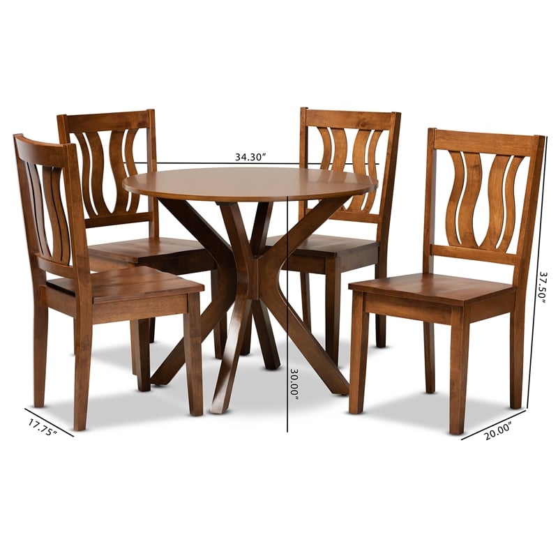 Baxton Studio Mare Transitional Walnut Brown Finished Wood 5-Piece Dining Set