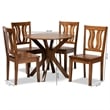 Baxton Studio Mare Transitional Walnut Brown Finished Wood 5-Piece Dining Set