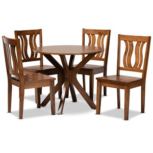 Baxton Studio Mare Transitional Walnut Brown Finished Wood 5-Piece Dining Set