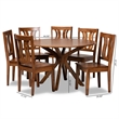 Baxton Studio Mare Transitional Walnut Brown Finished Wood 7-Piece Dining Set