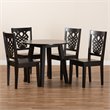 Baxton Studio Mina Transitional Dark Brown Finished Wood 5-Piece Dining Set