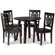 Baxton Studio Mina Transitional Dark Brown Finished Wood 5-Piece Dining Set