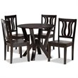 Baxton Studio Noelia Transitional Dark Brown Finished Wood 5-Piece Dining Set