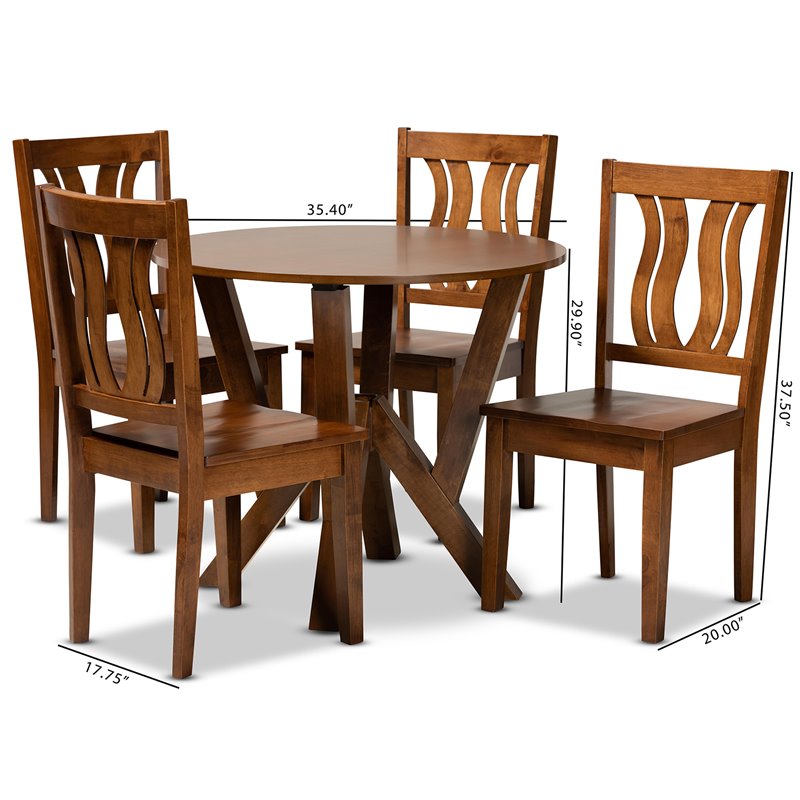 Baxton Studio Noelia Transitional Walnut Brown Finished Wood 5-Piece Dining Set