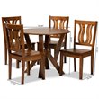 Baxton Studio Noelia Transitional Walnut Brown Finished Wood 5-Piece Dining Set
