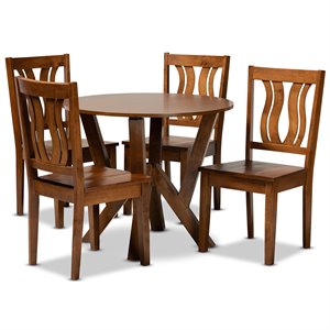 Baxton Studio Noelia Transitional Walnut Brown Finished Wood 5-Piece Dining Set