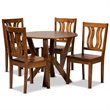 Baxton Studio Noelia Transitional Walnut Brown Finished Wood 5-Piece Dining Set