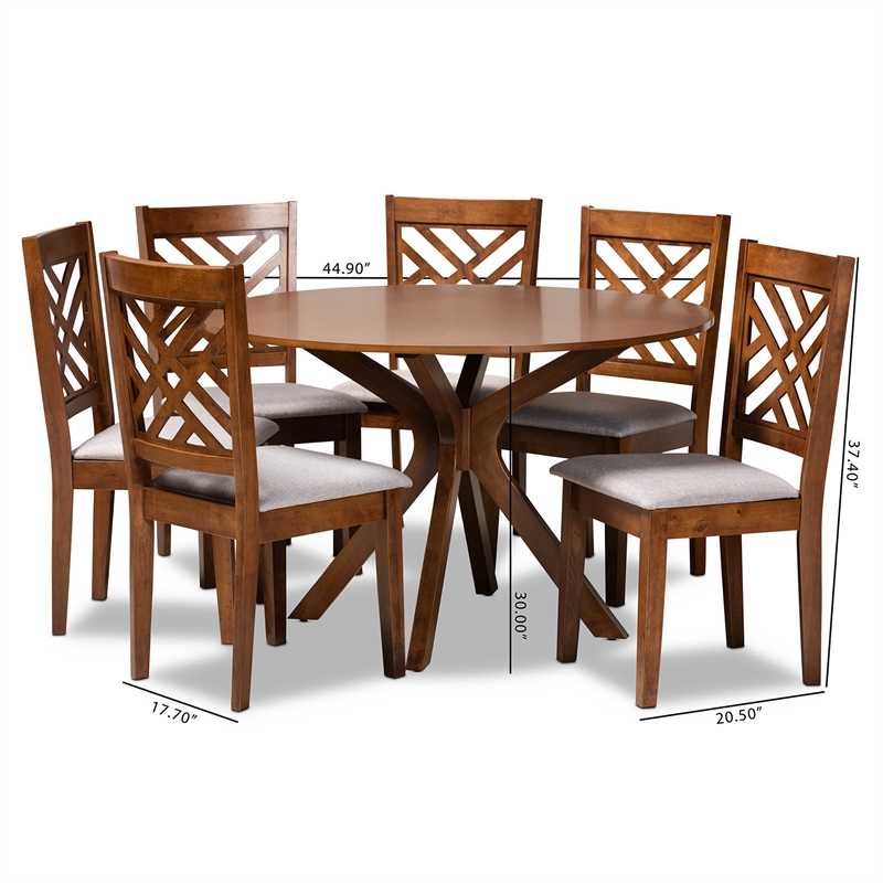 Baxton Studio Grey and Walnut Brown Finished Wood 7-Piece Dining Set