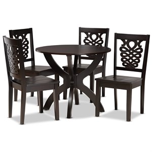 Baxton Studio Wanda Transitional Dark Brown Finished Wood 5-Piece Dining Set