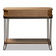 Baxton studio Brown Wood and Black Finished Metal 3-Drawer Console Table