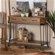 Baxton studio Brown Wood and Black Finished Metal 3-Drawer Console Table