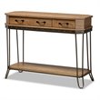 Baxton studio Brown Wood and Black Finished Metal 3-Drawer Console Table