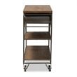 Baxton Studio Brown Finished Wood and Black Finished Metal 2-Drawer Kitchen Cart