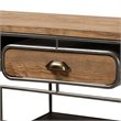 Baxton Studio Brown Finished Wood and Black Finished Metal 2-Drawer Kitchen Cart