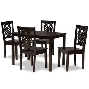 Baxton Studio Luisa Transitional Dark Brown Finished Wood 5-Piece Dining Set