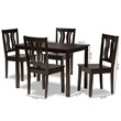 Baxton Studio Zamira Transitional Dark Brown Finished Wood 5-Piece Dining Set