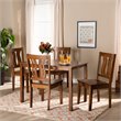 Baxton Studio Zamira Transitional Walnut Brown Finished Wood 5-Piece Dining Set