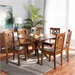 Baxton Studio Liese  Walnut Brown Finished Wood 7-Piece Dining Set