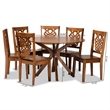 Baxton Studio Liese  Walnut Brown Finished Wood 7-Piece Dining Set
