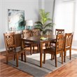 Baxton Studio Luisa  Walnut Brown Finished Wood 7-Piece Dining Set