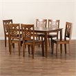 Baxton Studio Luisa  Walnut Brown Finished Wood 7-Piece Dining Set