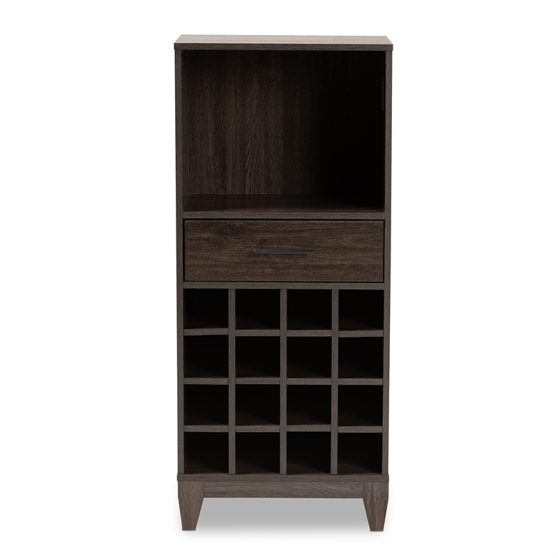 Baxton Studio Trenton Dark Brown Finished Wood 1-Drawer Wine Storage Cabinet