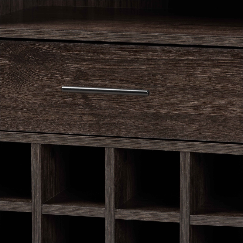 Baxton Studio Trenton Dark Brown Finished Wood 1-Drawer Wine Storage Cabinet
