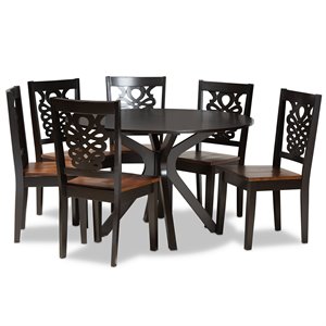 Baxton Studio Liese Two-Tone Brown Finished Wood 7-Piece Dining Set