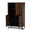 Baxton Studio Neil Brown Finished Wood and Black Finished Metal Storage Cabinet