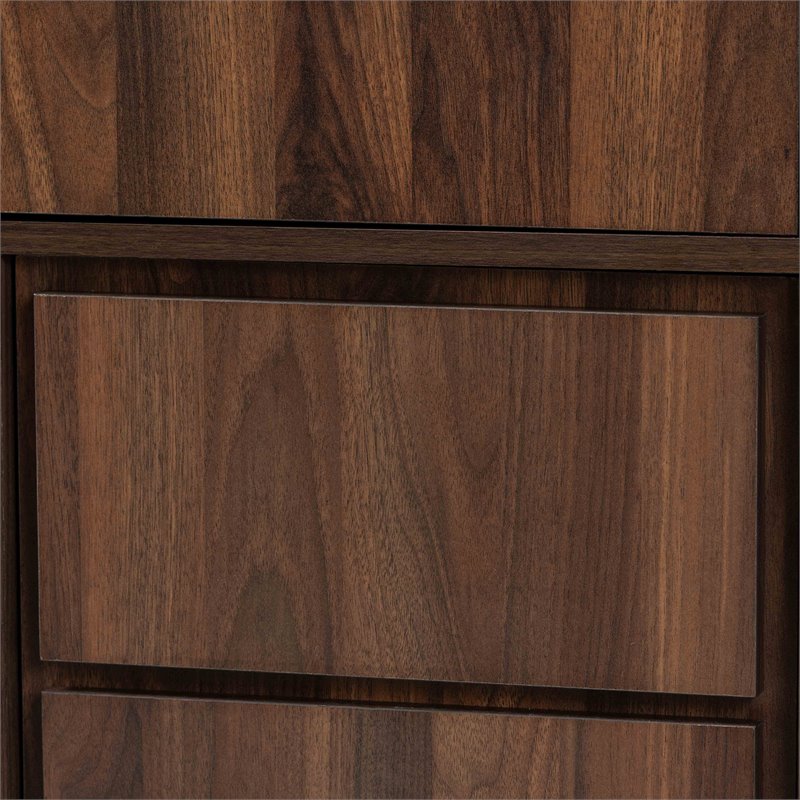 Baxton Studio Neil Brown Finished Wood and Black Finished Metal Storage Cabinet