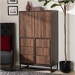 Baxton Studio Neil Brown Finished Wood and Black Finished Metal Storage Cabinet