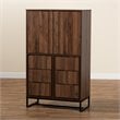 Baxton Studio Neil Brown Finished Wood and Black Finished Metal Storage Cabinet