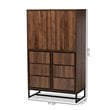 Baxton Studio Neil Brown Finished Wood and Black Finished Metal Storage Cabinet