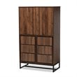 Baxton Studio Neil Brown Finished Wood and Black Finished Metal Storage Cabinet