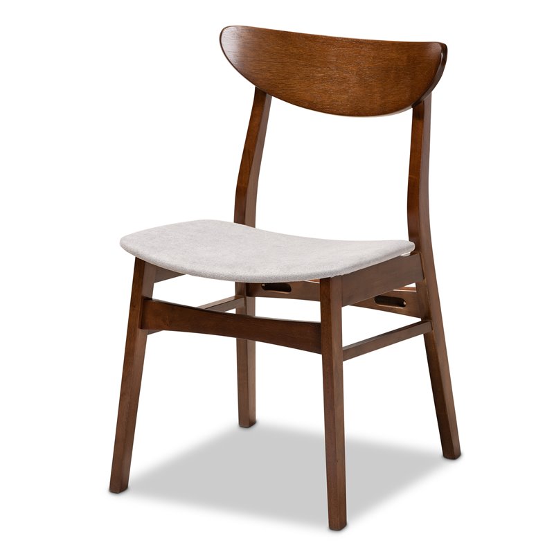 Baxton Studio Walnut Brown 5 Piece Dining Set with Faux Marble and Gray Seats