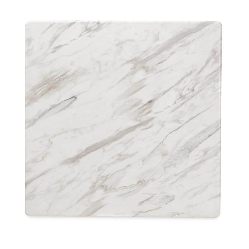 Baxton Studio Walnut Brown 5 Piece Dining Set with Faux Marble and Gray Seats