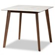 Baxton Studio Walnut Brown 5 Piece Dining Set with Faux Marble and Beige Seats