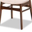 Baxton Studio Walnut Brown 5 Piece Dining Set with Faux Marble and Beige Seats