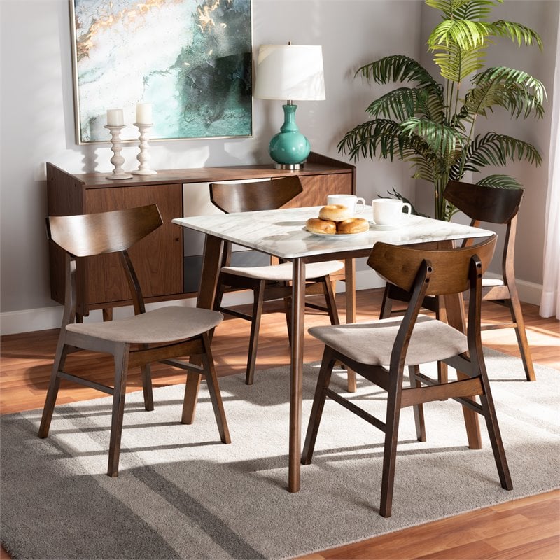 Baxton Studio Pearson Beige Finished Wood 5-Piece Dining Set with Table