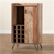 Baxton Studio Mathis Brown Finished Wood and Black Finished Wine Cabinet