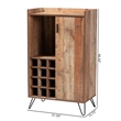Baxton Studio Mathis Brown Finished Wood and Black Finished Wine Cabinet