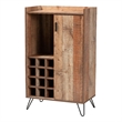 Baxton Studio Mathis Brown Finished Wood and Black Finished Wine Cabinet